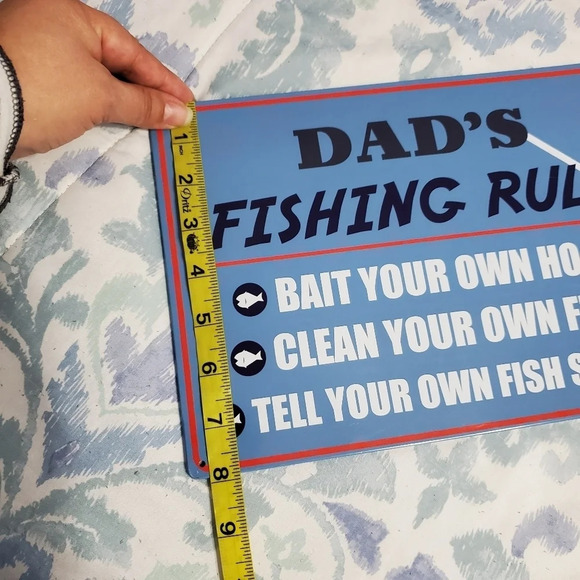 🔥 NEW Dad's Fishing Rules Metal Tin Sign Wall Mounted - Picture 3 of 5
